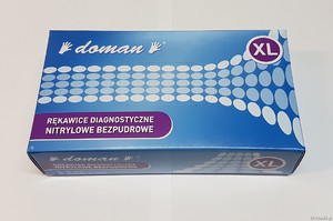 Rękawice nitrylowe Doman Classic niebieskie bezpudrowe niejałowe 100szt. r.XL