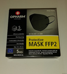Czarna maska ochronna FFP2 Opharm Certyfikowana 1sz.